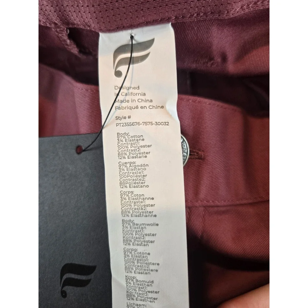Fabletics The High‎ Side Chino Mens 30x32 Moonlight Mauve Modern Slim Pants NWT